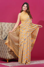 Load image into Gallery viewer, Mulmul Cotton Saree with Hand Block Print - Shivanya Handicrafts Women's Traditional Indian Wear