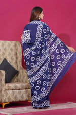 Load image into Gallery viewer, Mulmul Cotton Saree with Hand Wax Batik Print - Shivanya Handicrafts Women's Traditional Indian Wear