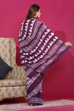 Load image into Gallery viewer, Mulmul Cotton Saree with Hand Wax Batik Print - Shivanya Handicrafts Women's Traditional Indian Wear