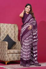 Load image into Gallery viewer, Mulmul Cotton Saree with Hand Wax Batik Print - Shivanya Handicrafts Women's Traditional Indian Wear