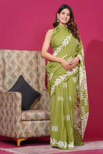 Load image into Gallery viewer, Mulmul Cotton Saree with Hand Wax Batik Print - Shivanya Handicrafts Women's Traditional Indian Wear
