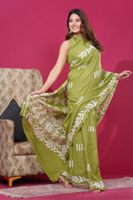 Load image into Gallery viewer, Mulmul Cotton Saree with Hand Wax Batik Print - Shivanya Handicrafts Women's Traditional Indian Wear
