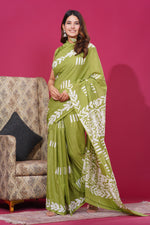 Load image into Gallery viewer, Mulmul Cotton Saree with Hand Wax Batik Print - Shivanya Handicrafts Women's Traditional Indian Wear