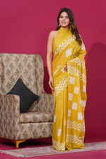 Load image into Gallery viewer, Mulmul Cotton Saree with Hand Wax Batik Print - Shivanya Handicrafts Women's Traditional Indian Wear