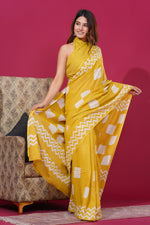 Load image into Gallery viewer, Mulmul Cotton Saree with Hand Wax Batik Print - Shivanya Handicrafts Women's Traditional Indian Wear