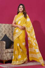 Load image into Gallery viewer, Mulmul Cotton Saree with Hand Wax Batik Print - Shivanya Handicrafts Women's Traditional Indian Wear