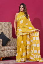 Load image into Gallery viewer, Mulmul Cotton Saree with Hand Wax Batik Print - Shivanya Handicrafts Women's Traditional Indian Wear