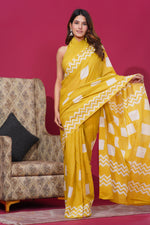 Load image into Gallery viewer, Mulmul Cotton Saree with Hand Wax Batik Print - Shivanya Handicrafts Women's Traditional Indian Wear