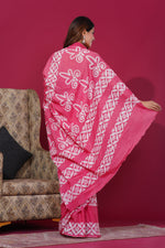 Load image into Gallery viewer, Mulmul Cotton Saree with Hand Wax Batik Print - Shivanya Handicrafts Women's Traditional Indian Wear