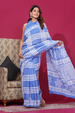 Load image into Gallery viewer, Mulmul Cotton Saree with Hand Wax Batik Print - Shivanya Handicrafts Women's Traditional Indian Wear