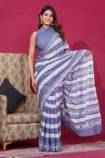 Load image into Gallery viewer, Mulmul Cotton Saree with Hand Wax Batik Print - Shivanya Handicrafts Women's Traditional Indian Wear