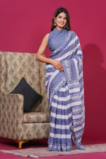 Load image into Gallery viewer, Mulmul Cotton Saree with Hand Wax Batik Print - Shivanya Handicrafts Women's Traditional Indian Wear