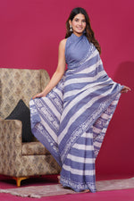 Load image into Gallery viewer, Mulmul Cotton Saree with Hand Wax Batik Print - Shivanya Handicrafts Women's Traditional Indian Wear
