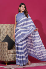 Load image into Gallery viewer, Mulmul Cotton Saree with Hand Wax Batik Print - Shivanya Handicrafts Women's Traditional Indian Wear