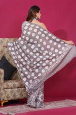 Load image into Gallery viewer, Mulmul Cotton Saree with Hand Wax Batik Print - Shivanya Handicrafts Women's Traditional Indian Wear