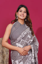 Load image into Gallery viewer, Mulmul Cotton Saree with Hand Wax Batik Print - Shivanya Handicrafts Women's Traditional Indian Wear