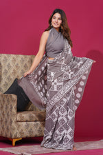 Load image into Gallery viewer, Mulmul Cotton Saree with Hand Wax Batik Print - Shivanya Handicrafts Women's Traditional Indian Wear