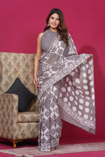 Load image into Gallery viewer, Mulmul Cotton Saree with Hand Wax Batik Print - Shivanya Handicrafts Women's Traditional Indian Wear