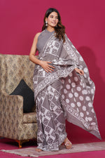 Load image into Gallery viewer, Mulmul Cotton Saree with Hand Wax Batik Print - Shivanya Handicrafts Women's Traditional Indian Wear