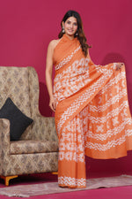 Load image into Gallery viewer, Mulmul Cotton Saree with Hand Wax Batik Print - Shivanya Handicrafts Women's Traditional Indian Wear
