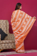 Load image into Gallery viewer, Mulmul Cotton Saree with Hand Wax Batik Print - Shivanya Handicrafts Women's Traditional Indian Wear