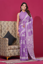 Load image into Gallery viewer, Mulmul Cotton Saree with Hand Wax Batik Print - Shivanya Handicrafts Women's Traditional Indian Wear