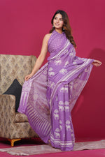 Load image into Gallery viewer, Mulmul Cotton Saree with Hand Wax Batik Print - Shivanya Handicrafts Women's Traditional Indian Wear