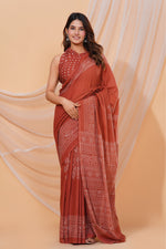 Load image into Gallery viewer, Mulmul Cotton Saree with Hand Block Print - Shivanya Handicrafts Women's Traditional Indian Wear