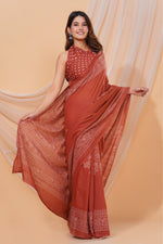 Load image into Gallery viewer, Mulmul Cotton Saree with Hand Block Print - Shivanya Handicrafts Women's Traditional Indian Wear