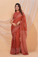Load image into Gallery viewer, Mulmul Cotton Saree with Hand Block Print - Shivanya Handicrafts Women's Traditional Indian Wear