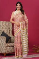 Load image into Gallery viewer, Mulmul Cotton Saree with Hand Block Print - Shivanya Handicrafts Women's Traditional Indian Wear