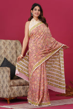 Load image into Gallery viewer, Mulmul Cotton Saree with Hand Block Print - Shivanya Handicrafts Women's Traditional Indian Wear