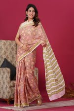 Load image into Gallery viewer, Mulmul Cotton Saree with Hand Block Print - Shivanya Handicrafts Women's Traditional Indian Wear