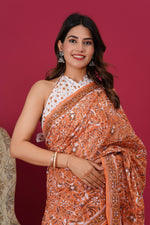 Load image into Gallery viewer, Mulmul Cotton Saree with Hand Block Print - Shivanya Handicrafts Women's Traditional Indian Wear