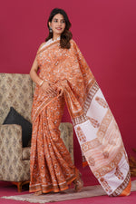 Load image into Gallery viewer, Mulmul Cotton Saree with Hand Block Print - Shivanya Handicrafts Women's Traditional Indian Wear