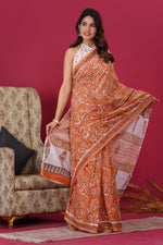 Load image into Gallery viewer, Mulmul Cotton Saree with Hand Block Print - Shivanya Handicrafts Women's Traditional Indian Wear