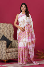 Load image into Gallery viewer, Mulmul Cotton Saree with Hand Block Print - Shivanya Handicrafts Women's Traditional Indian Wear