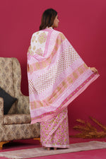 Load image into Gallery viewer, Mulmul Cotton Saree with Hand Block Print - Shivanya Handicrafts Women's Traditional Indian Wear