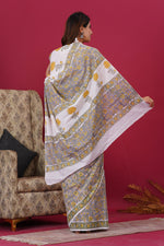 Load image into Gallery viewer, Mulmul Cotton Saree with Hand Block Print - Shivanya Handicrafts Women's Traditional Indian Wear