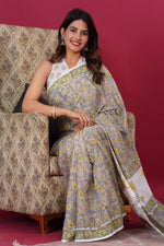 Load image into Gallery viewer, Mulmul Cotton Saree with Hand Block Print - Shivanya Handicrafts Women's Traditional Indian Wear
