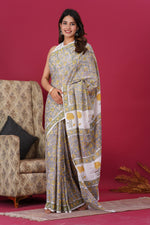 Load image into Gallery viewer, Mulmul Cotton Saree with Hand Block Print - Shivanya Handicrafts Women's Traditional Indian Wear