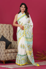 Load image into Gallery viewer, Mulmul Cotton Saree with Hand Block Print - Shivanya Handicrafts Women's Traditional Indian Wear