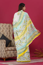 Load image into Gallery viewer, Mulmul Cotton Saree with Hand Block Print - Shivanya Handicrafts Women's Traditional Indian Wear