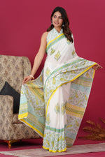 Load image into Gallery viewer, Mulmul Cotton Saree with Hand Block Print - Shivanya Handicrafts Women's Traditional Indian Wear