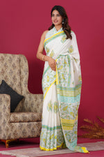 Load image into Gallery viewer, Mulmul Cotton Saree with Hand Block Print - Shivanya Handicrafts Women's Traditional Indian Wear