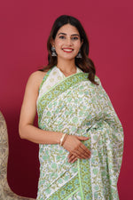 Load image into Gallery viewer, Mulmul Cotton Saree with Hand Block Print - Shivanya Handicrafts Women's Traditional Indian Wear