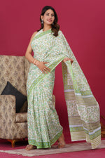 Load image into Gallery viewer, Mulmul Cotton Saree with Hand Block Print - Shivanya Handicrafts Women's Traditional Indian Wear