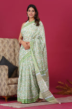 Load image into Gallery viewer, Mulmul Cotton Saree with Hand Block Print - Shivanya Handicrafts Women's Traditional Indian Wear