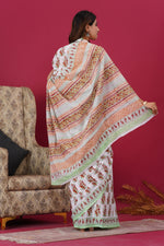 Load image into Gallery viewer, Mulmul Cotton Saree with Hand Block Print - Shivanya Handicrafts Women's Traditional Indian Wear