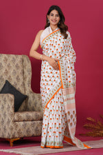 Load image into Gallery viewer, Mulmul Cotton Saree with Hand Block Print - Shivanya Handicrafts Women's Traditional Indian Wear